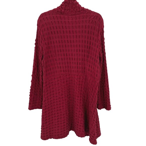 Komil Women’s Red Textured Open Front Long Line Cotton Cardigan Size L - Picture 3 of 7